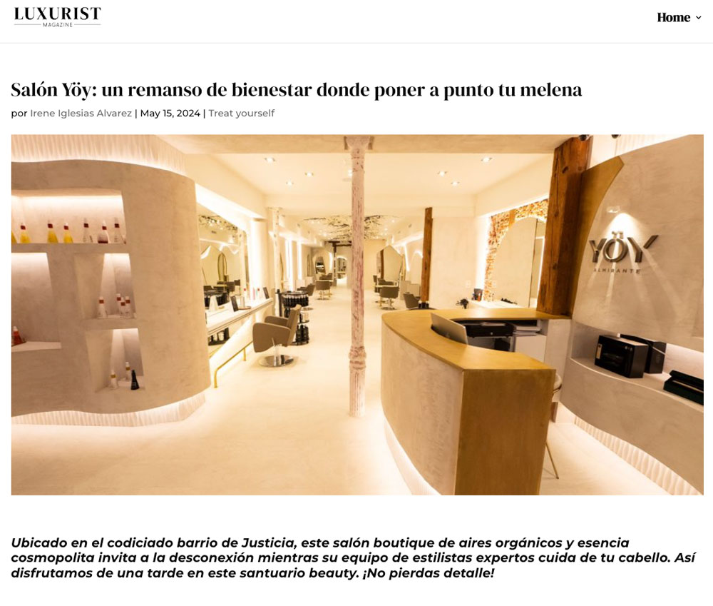 Peluquería Salón YÖY en Luxurist Magazine